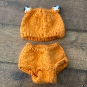 Knit Fox Beanie/Bottom Set